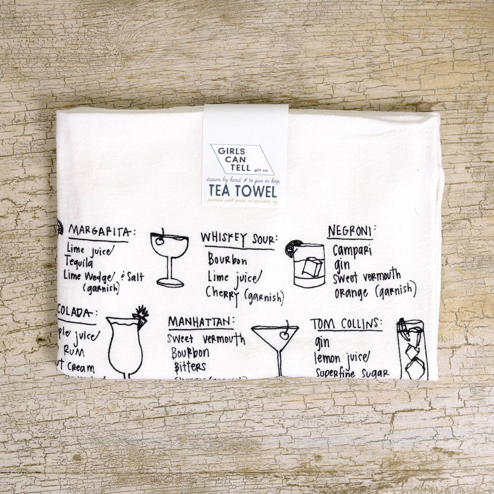 Tea Towel - Cocktail Recipes - Girls Can Tell