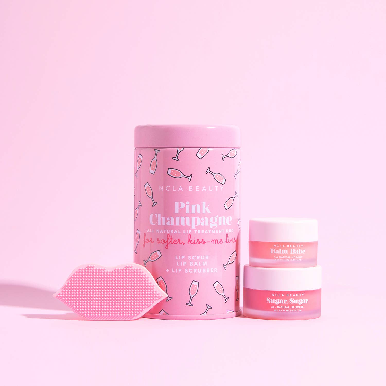 Pink Champagne Lip Care Set + Lip Scrubber - NCLA Beauty